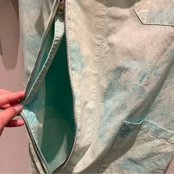 Tie-dye Blue & Green Retro Cargo Jumpsuit 100% Cotton Size XXS - Picture 12 of 14